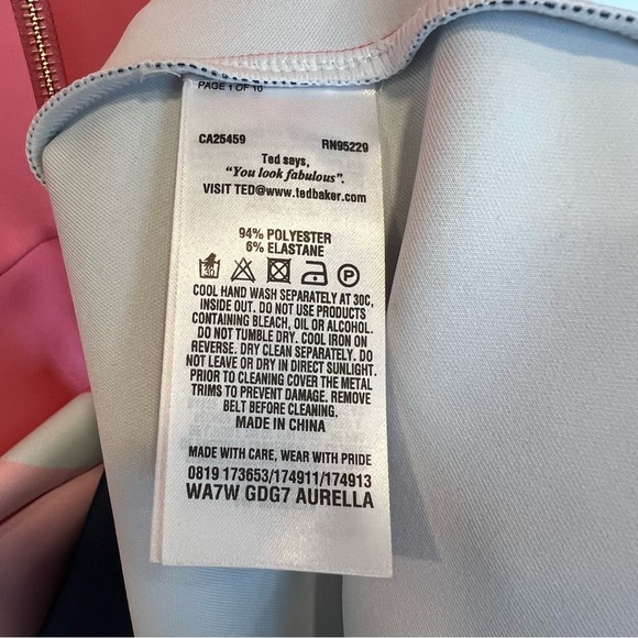 Ted Baker Aurella Mississippi Pattern Skater Dress Pink Navy Multi Ted 1 US 4 - Picture 6 of 6